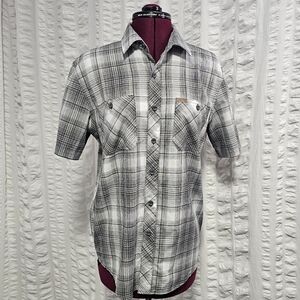 Orvis Classic Button Up Paid Short Sleeve Shirt Mens